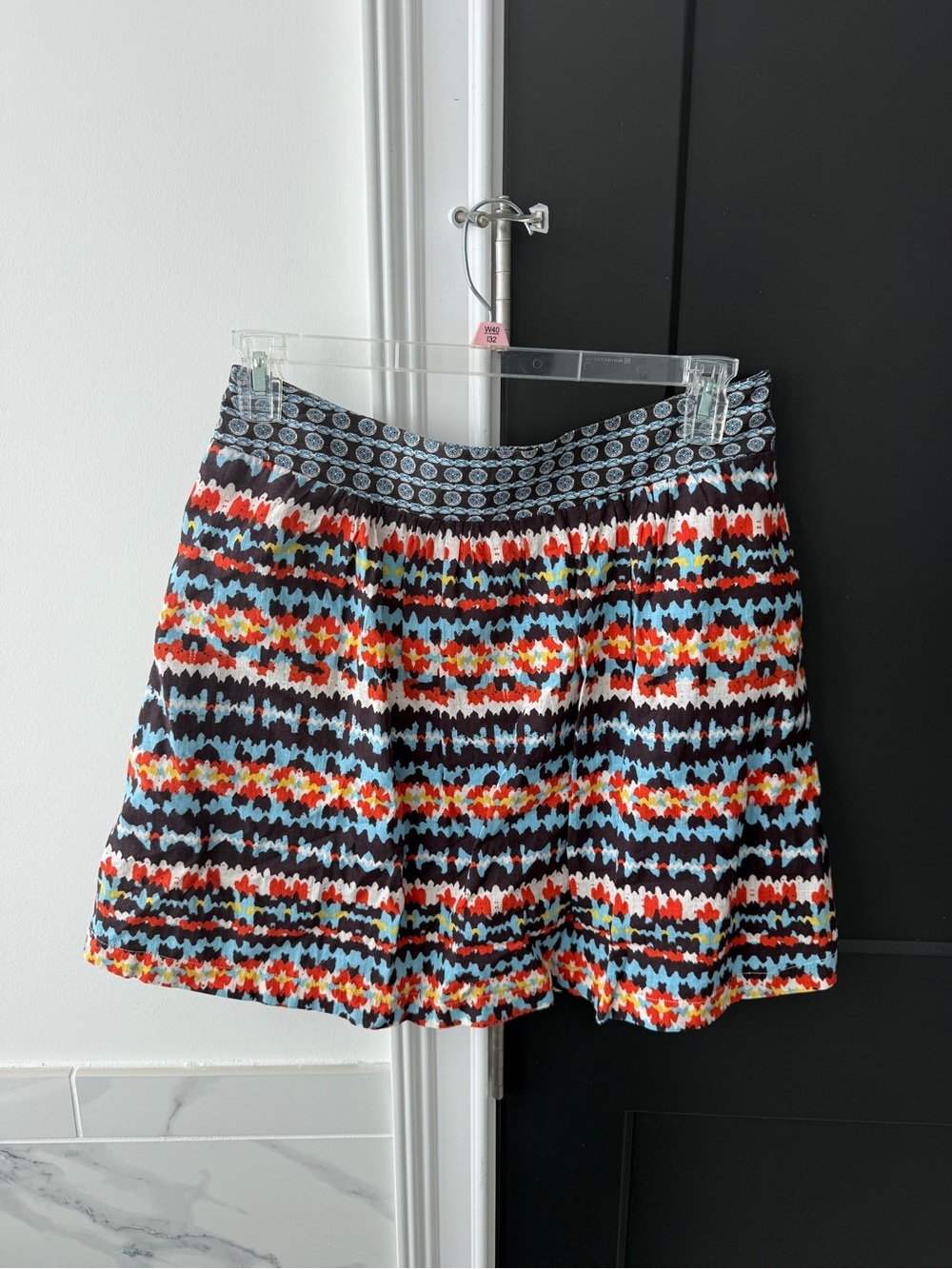 Patterned Midi Skirt in Black with Multicolor Accents - Picture 1 of 6